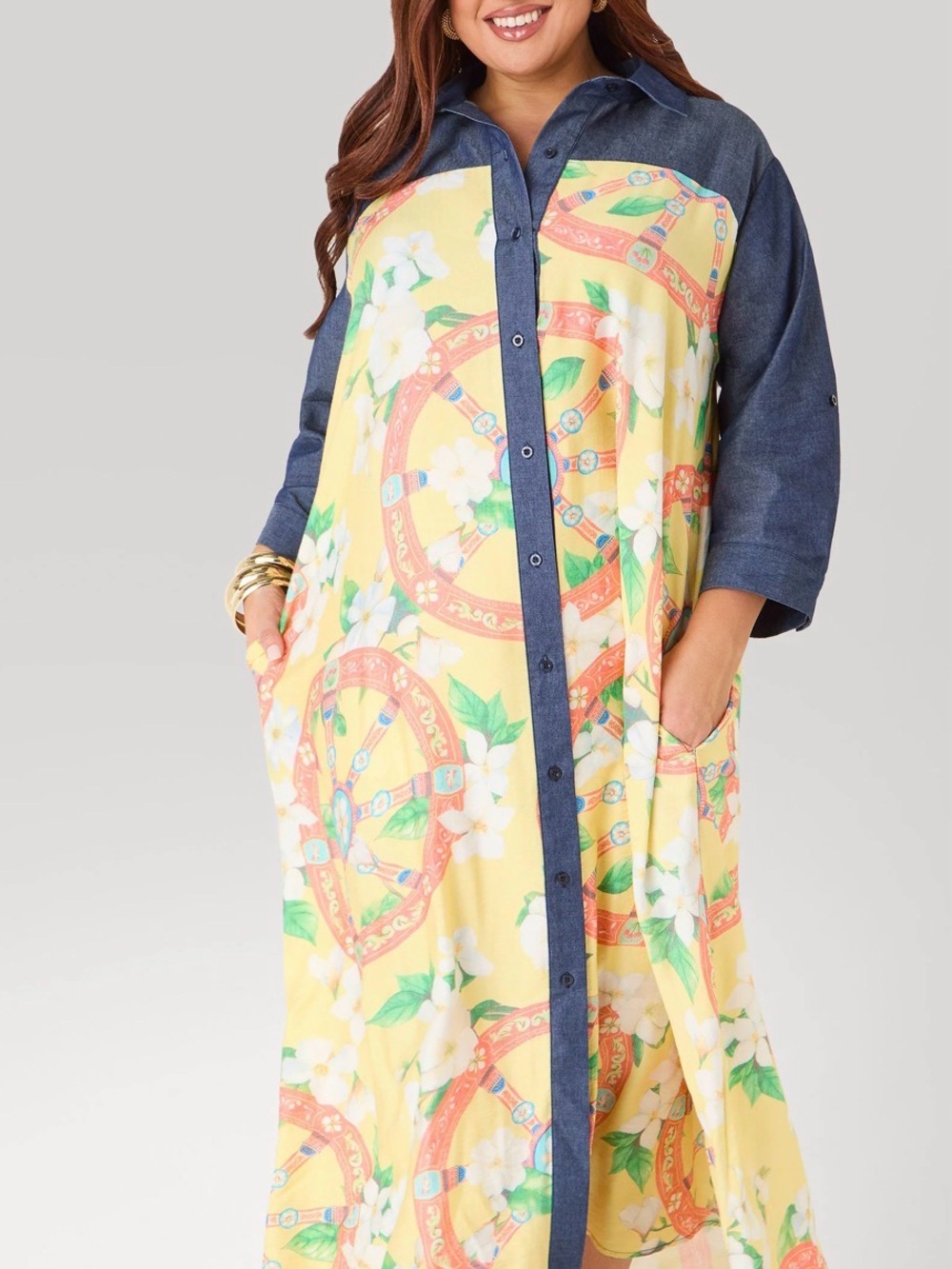 Size 30/32 Tall Colorful Shirt Dress - Picture 2 of 4